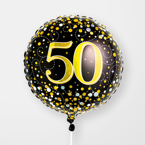 50th Birthday Black & Gold Balloon