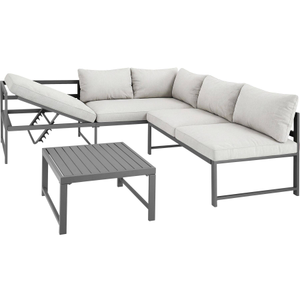 Conjunto de asientos de aluminio Faro con mesa y respaldo ajustable