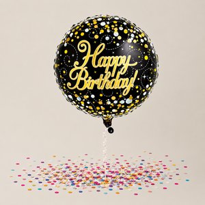 Happy Birthday Black & Gold Balloon