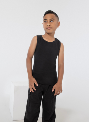 STMNT Kids Base Rib Singlet Black