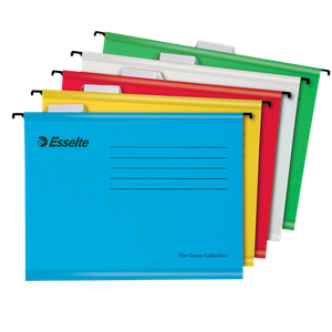Esselte Classic Vertical Suspension File A4 V-Base Assorted Blue Angel UZ14b (Recycled Paper Stationery) Pack of 15