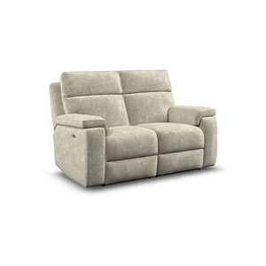 Selby 2 Seater Power Recliner Sofa with Power Headrest in Plush Beige Fabric