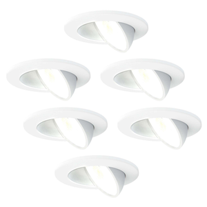 6x LED Downlight - 5W - Fire Rated - IP65 Rated for Bathroom use - Dimmable - CCT - Tiltable - White - Ceiling - Recessed Spotlight - 5 Year Warranty