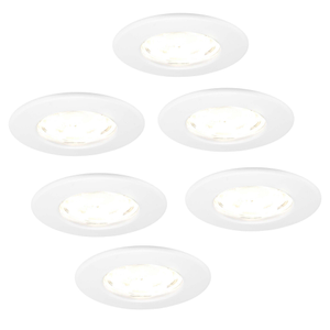 6x LED Downlights - 5W - Warm White - Fire Rated - IP65 Rated for Bathroom use - Dimmable - White - Ceiling - Recessed Spotlight - 5 Year Warranty