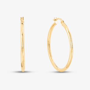 9ct Yellow Gold 28mm Medium Round Hoop Earrings UER100Y