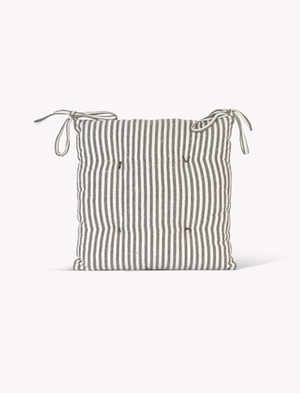 Charingworth Seat Pad Stripe - Linen & Cotton, Charcoal