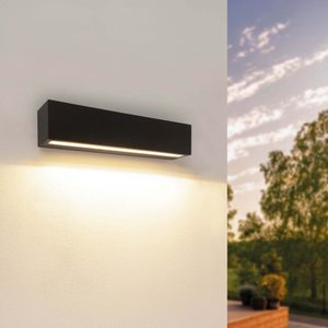 LED Outdoor Wall Light - 9W - Warm White - Waterproof - Down Light - Black - Modern - Rectangular