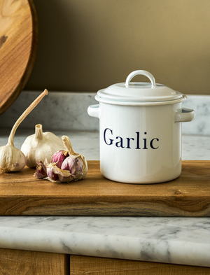 Enamel Garlic Store - White