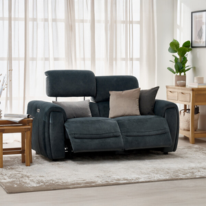 Arabella 2 Seater Power Recliner Sofa with Adjustable Power Headrest in Dexter Shadow Fabric