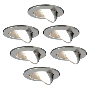6x LED Downlight - 5W - Fire Rated - IP65 Rated for Bathroom use - Dimmable - CCT - Tiltable - Stainless Steel - Ceiling - Recessed Spotlight - 5 Year Warranty