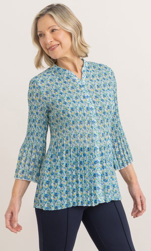 Anna Rose Floral Pleated Blouse - Multi