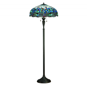 64069 Dragonfly Blue Tiffany Floor Lamp