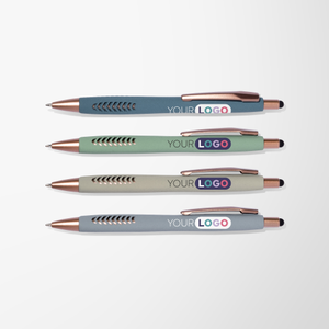 Full Color Textured Soft Touch Basilia Pen with Bronze Trim