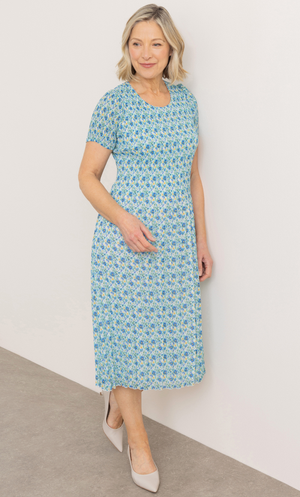 Anna Rose Pleated Floral Print Dress - White/Multi