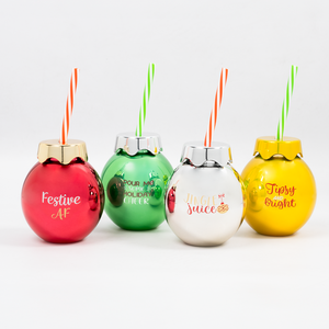 Christmas Plastic Sipper Cup Set 4 Pack 