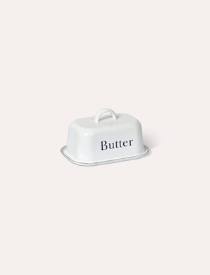 Enamel Butter Dish With Lid - White