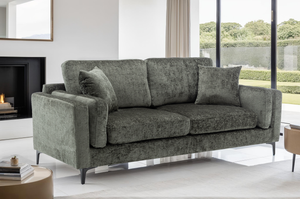 Textured Chenille Green 3 Seater Sofa MARGHERA