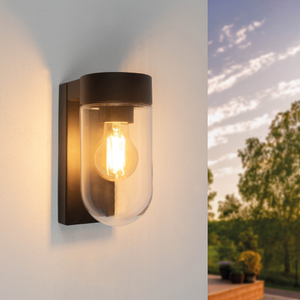 LED Outdoor Wall Light - E27 - Waterproof - Black - Glass - Lantern - Modern / Industrial