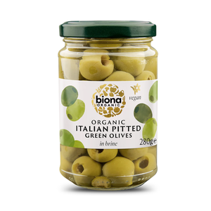 Organic Pitted Green Olives in Brine (Biona) 280g
