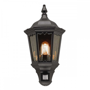MD7-PIR-BLACK Medstead Outdoor 1 Light Half Lantern with PIR Black