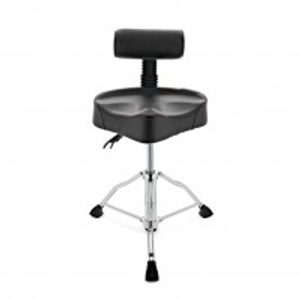 Hydraulic Saddle Drum Throne with Back Rest by Gear4music