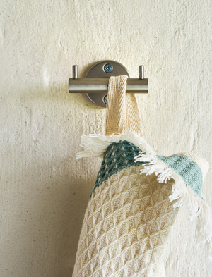 Novello Double Hook - Iron, Brushed Nickel Finish