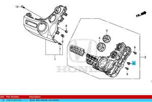 Genuine Honda Jazz 2009-2015 Dashboard Heater Control Bulb (79671SMA941)