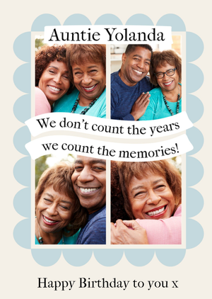 Auntie We Count The Memories Photo Upload Birthday Card