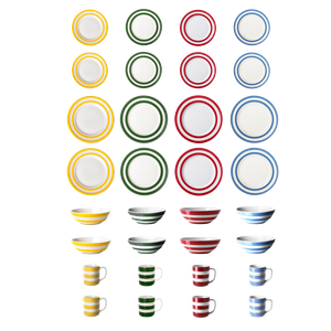 Cornish Colours 32 Piece Dinner Set with Mugs