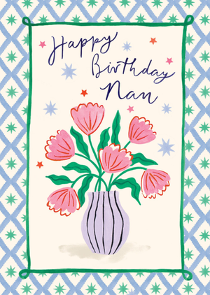 Floral Illustrated Happy Birthday Nan Card