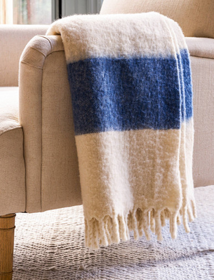 Leigh Throw Wide Stripe - Wool, Cove Blue