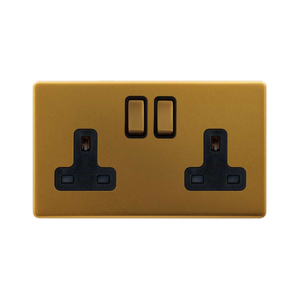 The Sloane Collection Antique Gold 2 Gang Double Pole Socket 13A