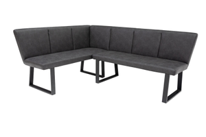 Franklin Charcoal Faux Leather Corner Bench – Industrial Style with Interchangeable Design (Pre-order for October delivery)