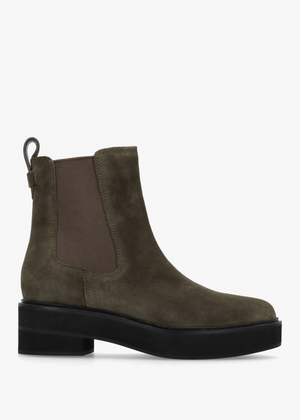Adrianna Dark Olive Suede Chunky Chelsea Boots
