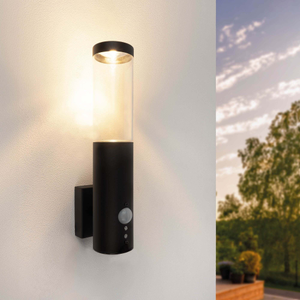 LED Outdoor Wall Light with PIR Sensor - GU10 - Waterproof - Black - Modern - Round