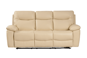 Amarien Genuine Leather Cream Electric Recliner 3 Seater
