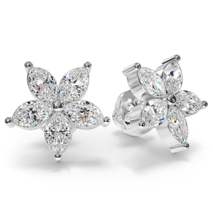 Ten Marquise Diamond Stud Earrings