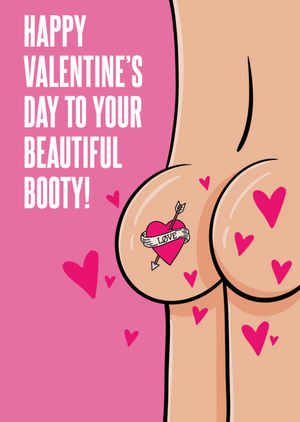 Beautiful Booty Bottom Illustrated Valentines Day Card