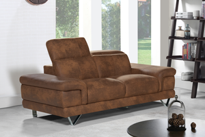 Faux Leather Suede Brown 2 Seater Sofa CHICAGO