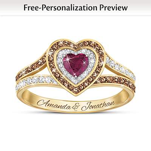 Genuine Ruby And Diamond Sweet Embrace Personalized Ring