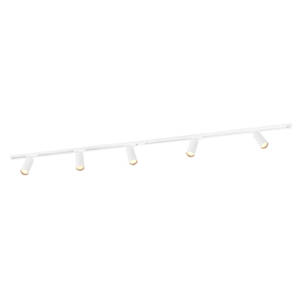 2m LED Track Lighting - 5 Track Spotlights - GU10 - Dimmable - White - Single Circuit