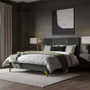 Camber Bed, Charcoal Grey Wood, Double