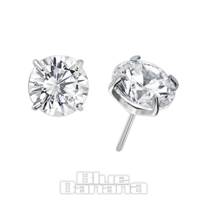 Blue Banana Polished Titanium 4mm Claw Gem  Threadless Top (Crystal)