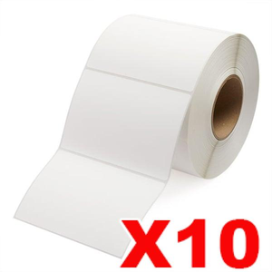 10 Rolls Removable 100mm X 75mm Perforated Direct Thermal Labels White - 500 Labels per Roll