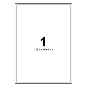 100 Sheets A4 White Self Adhesive Paper Address Mailing Laser Inkjet Sticker Labels  289.1 x 199.6mm - 1 Label Per Sheet