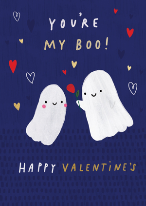 My Boo Ghost Illustrated Valentines Day Card