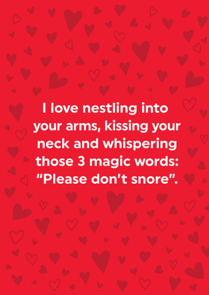 Brainbox Candy Please Don't Snore Humorous Typographic Valentine's Day Card