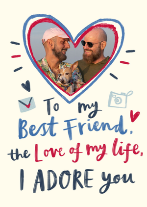 Best Friend I Adore You Handwritten Style Photo Upload Card