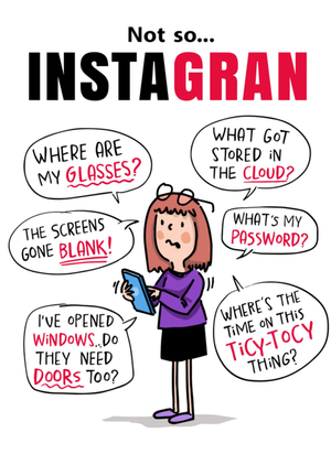 Funny Illustrated Instagran Birthday Card