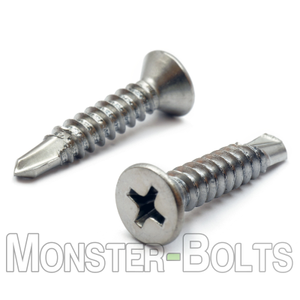 #12 Flat Head Phillips Self-Drilling Screws (#3 Point), Hardened 410 Stainless Steel (Bulk)